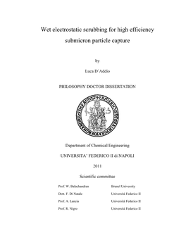 Wet Electrostatic Scrubbing for High Efficiency Submicron Particle Capture