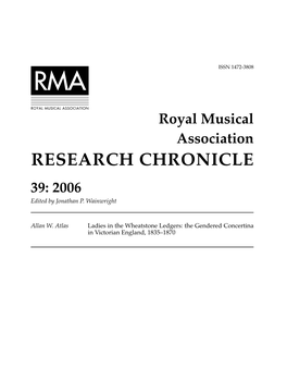 Ladies in the Wheatstone Ledgers: the Gendered Concertina in Victorian England, 1835–1870 (B) Reschron 39 Prelims 25/8/06 10:05 Page Ii