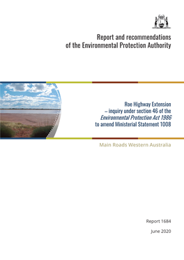 Roe Highway Extension – Inquiry Under Section 46 of the Environmental Protection Act 1986 to Amend Ministerial Statement 1008