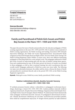 Family and Parenthood of Polish Girls Scouts and Polish Boy Scouts in the Years 1911–1939 and 1939–1945