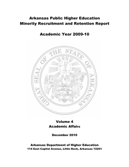 Arkansas Public Higher Education Minority Recruitment and Retention Report