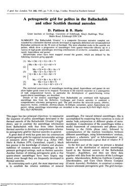 A Petrogenetic Grid for Pelites in the Ballachulish and Other Scottish Thermal Aureoles