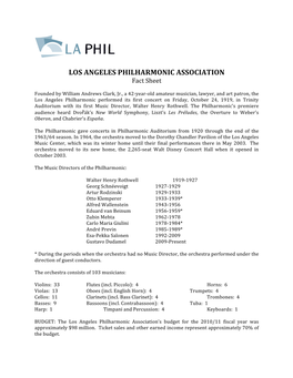 Final La Phil Fact Sheet