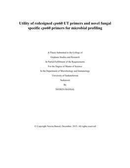 Utility of Redesigned Cpn60 UT Primers and Novel Fungal Specific Cpn60 Primers for Microbial Profiling