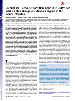 Greenhouse−Icehouse Transition in the Late Ordovician Marks a Step Change in Extinction Regime in the Marine Plankton