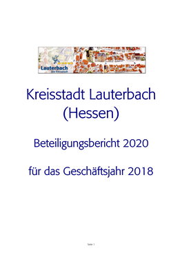 Beteiligungsbericht Der Kreisstadt Lauterbach