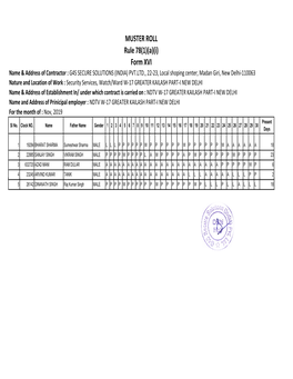 MUSTER ROLL Rule 78(1)(A)(I) Form