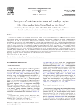 Emergence of Vertebrate Retroviruses and Envelope Capture