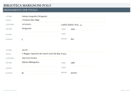 Biblioteca Marignoni-Polo Ordinamento Per Titolo