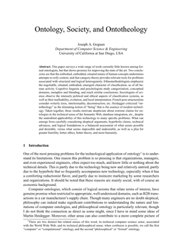 Ontology, Society, and Ontotheology