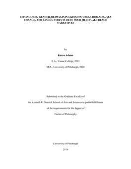 Reimagining Gender, Reimagining Kinship: Cross-Dressing, Sex Change, and Family Structure in Four Medieval French Narratives