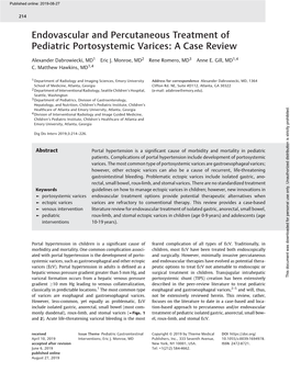 Endovascular and Percutaneous Treatment of Pediatric Portosystemic Varices: a Case Review