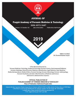 Punjab Academy of Forensic Medicine & Toxicology JOURNAL OF