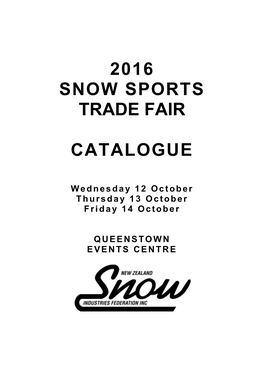 2016 Snow Sports Trade Fair Catalogue