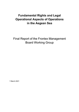 Frontex Management Board Working Group, Fundamental Rights And