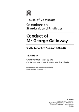 Conduct of Mr George Galloway