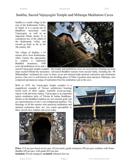Sankhu, Sacred Vajrayogini Temple and Milarepa Meditation Caves