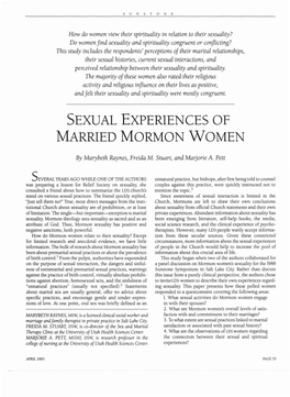 How Do Women View Their Spirituality in Relation to Their Sexuality? Do