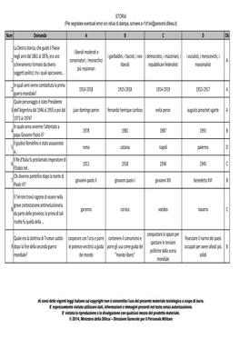 Num Domanda a B C D Ok 1 La Destra Storica, Che Guidò Il Paese