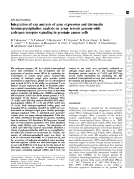 Integration of Cap Analysis of Gene Expression and Chromatin Immunoprecipitation Analysis on Array Reveals Genome-Wide Androgen