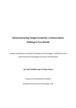 (De)Constructing Tongan Creativity: a Talanoa About Walking in Two Worlds