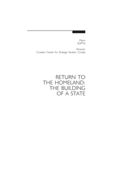 Return to the Homeland: the Building of a State