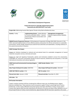 Project Document for Nationally Implemented Projects Financed by the GEF/LDCF/SCCF Trust Funds