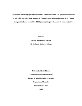 Análisis Del Comercio Y Oportunidad De Venta, Las Organizaciones Y El Apoyo Institucional En