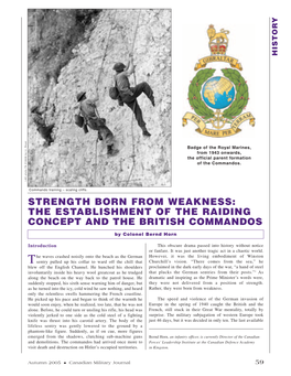 The Establishment of the Raiding Concept and the British Commandos