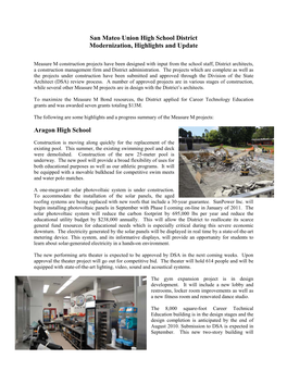 San Mateo Union High School District Modernization, Highlights and Update