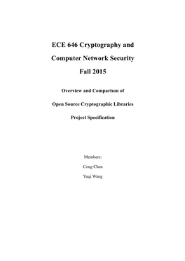 ECE 646 Cryptography and Computer Network Security Fall 2015