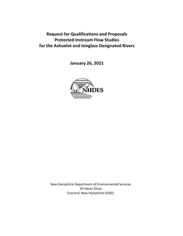 Request for Qualifications and Proposals for the Ashuelot and Isinglass Designated Rivers