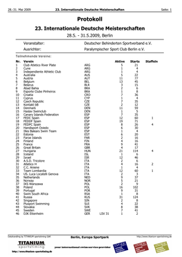 23. Internationale Deutsche Meisterschaften Seite: 1 Protokoll 23