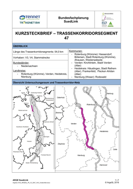 Kurzsteckbrief – Trassenkorridorsegment 47