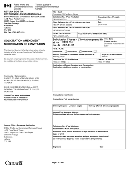 Solicitation Amendment Modification De L'invitation