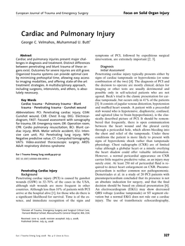 Cardiac and Pulmonary Injury George C