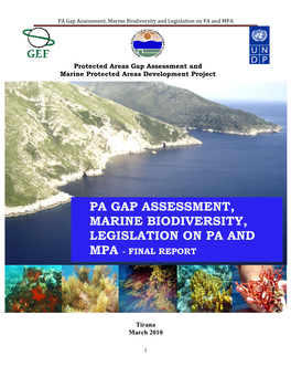 Pa Gap Assessment, Marine Biodiversity, Legislation on Pa And