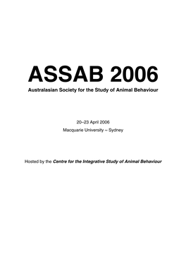 Australasian Society for the Study of Animal Behaviour