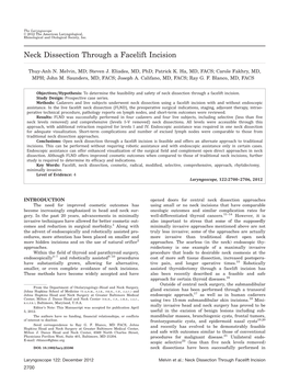 Neck Dissection Through a Facelift Incision