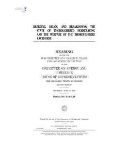 Breeding, Drugs, and Breakdowns: the State of Thoroughbred Horseracing and the Welfare of the Thoroughbred Racehorse