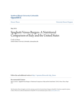 A Nutritional Comparison of Italy and the United States Cecily A