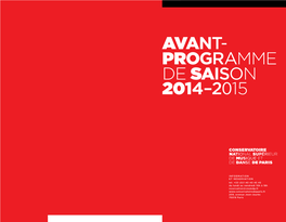 Avant- Programme De Saison 2014–2015