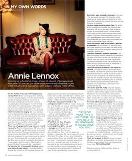 Annie Lennox Time the ’90S Arrived, I Thought, This Isn’T Healthy