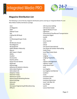 Magazine Distribution List