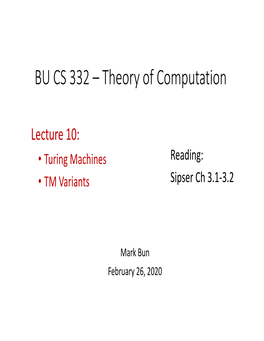 BU CS 332 – Theory of Computation