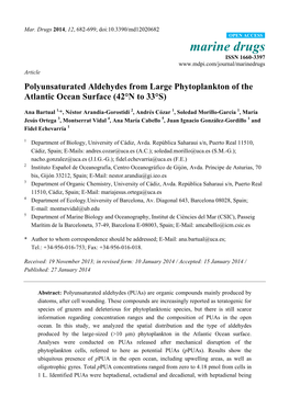 Polyunsaturated Aldehydes from Large Phytoplankton of the Atlantic Ocean Surface (42°N to 33°S)