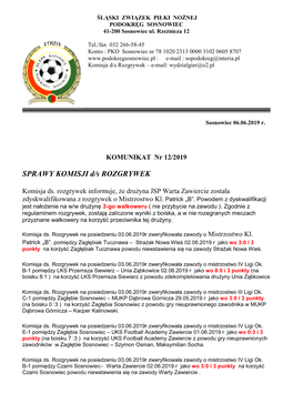 I Liga Żaków – Wiosna 2019 – Kolejka 3 – Organizator MUKP I D-G 1