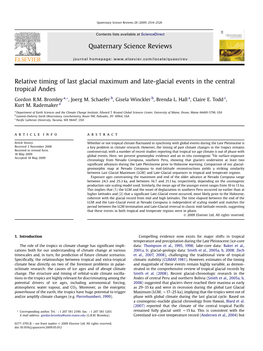 Relative Timing of Last Glacial Maximum and Late-Glacial Events in the Central Tropical Andes