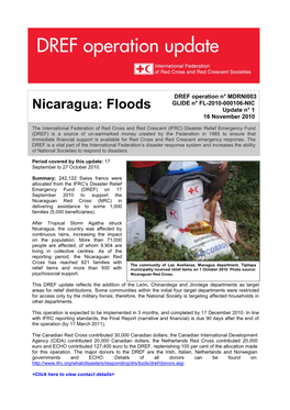 Nicaragua: Floods Update N° 1 16 November 2010
