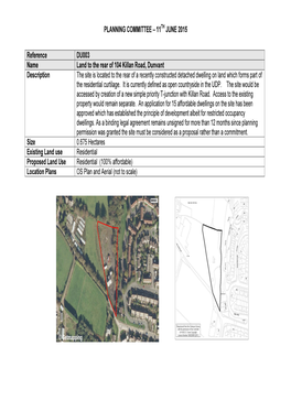 PLANNING COMMITTEE – 11TH JUNE 2015 Reference DU003